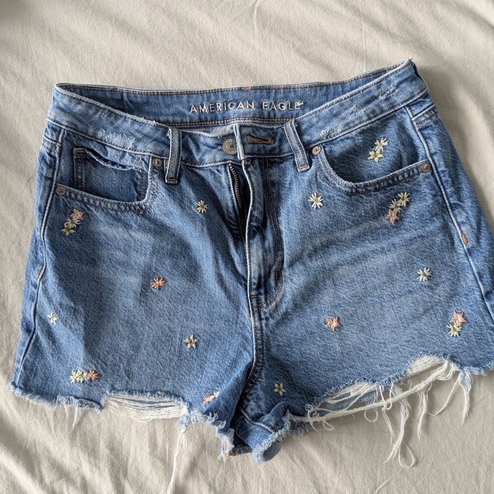 American Eagle Outfitters Women's Embroidered Denim Shorts